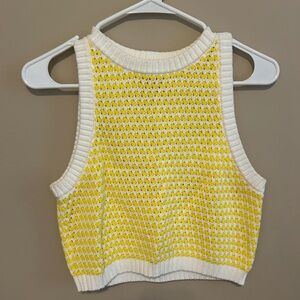 Chic Yellow and White Knit Crop Top